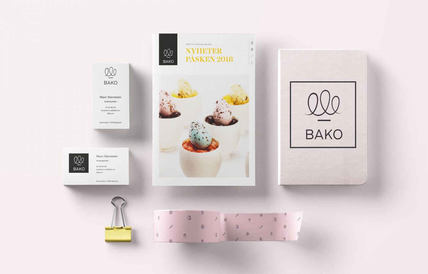 Design av visittkort, produktkatalog og notatbok. for Bako idun, konsis