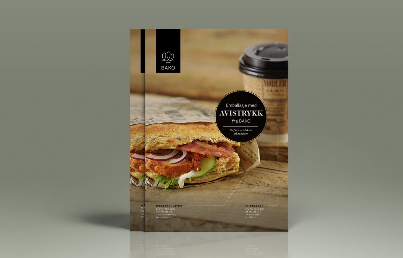 Design, trykk og fotografering av flyer. Bako, Idun, konsis.