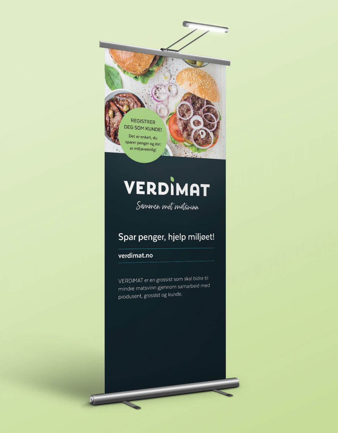 Verdimat, logo, design, konseptutvikling, trykk, konsis, rollup
