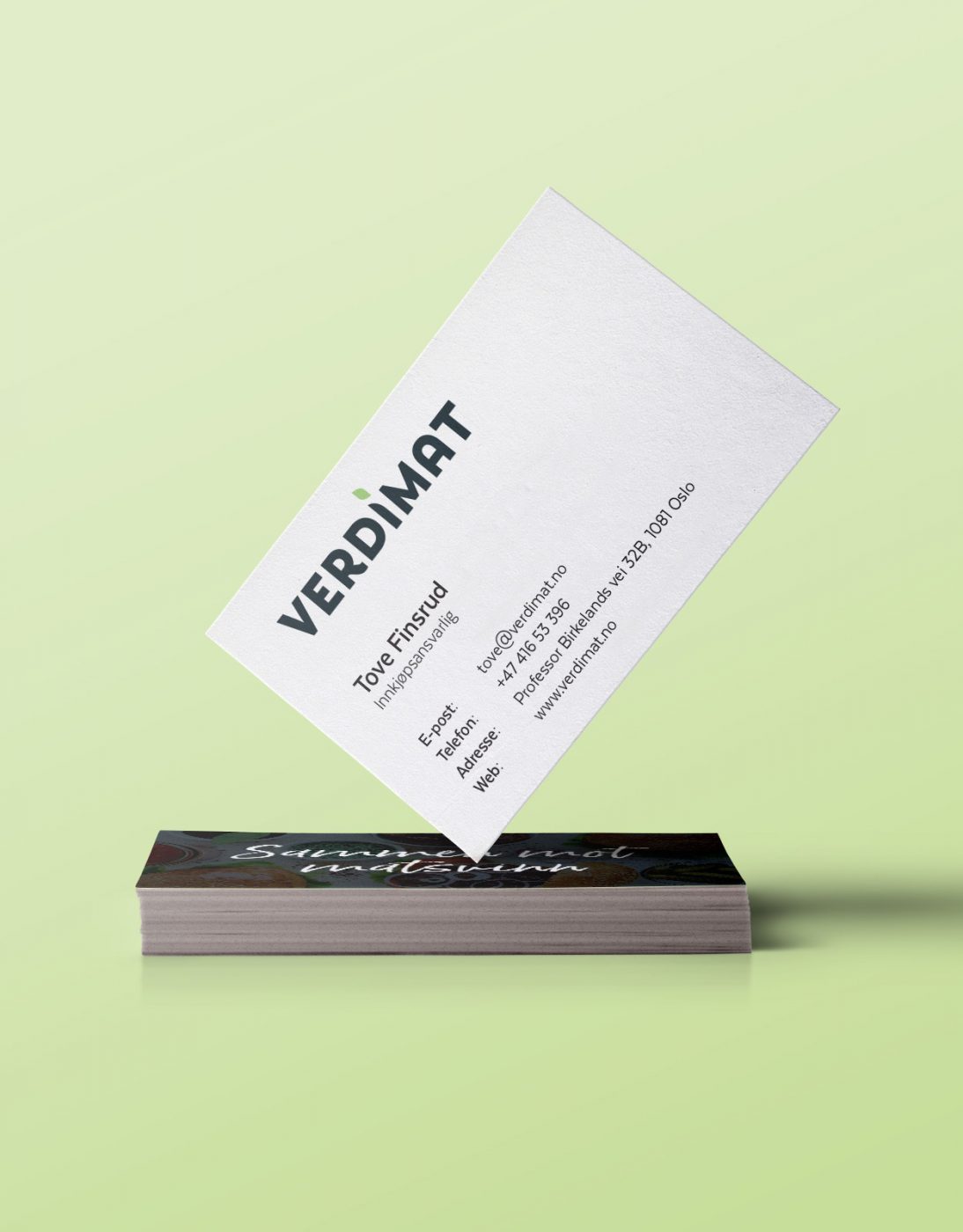 Verdimat, logo, design, konseptutvikling, trykk, konsis, visittkort
