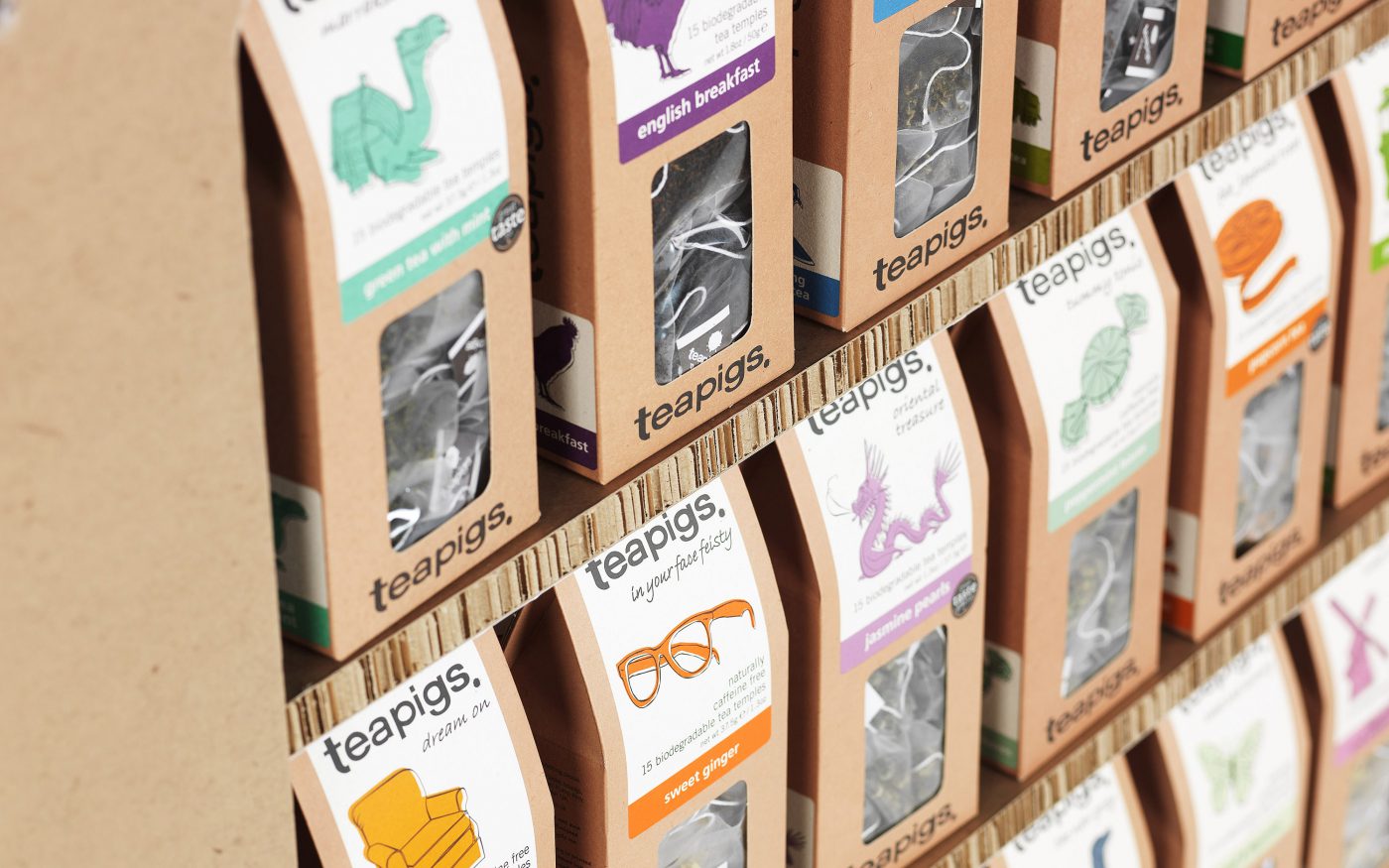 Sjokkseger i Re-board for Teapigs, produsert av Konsis