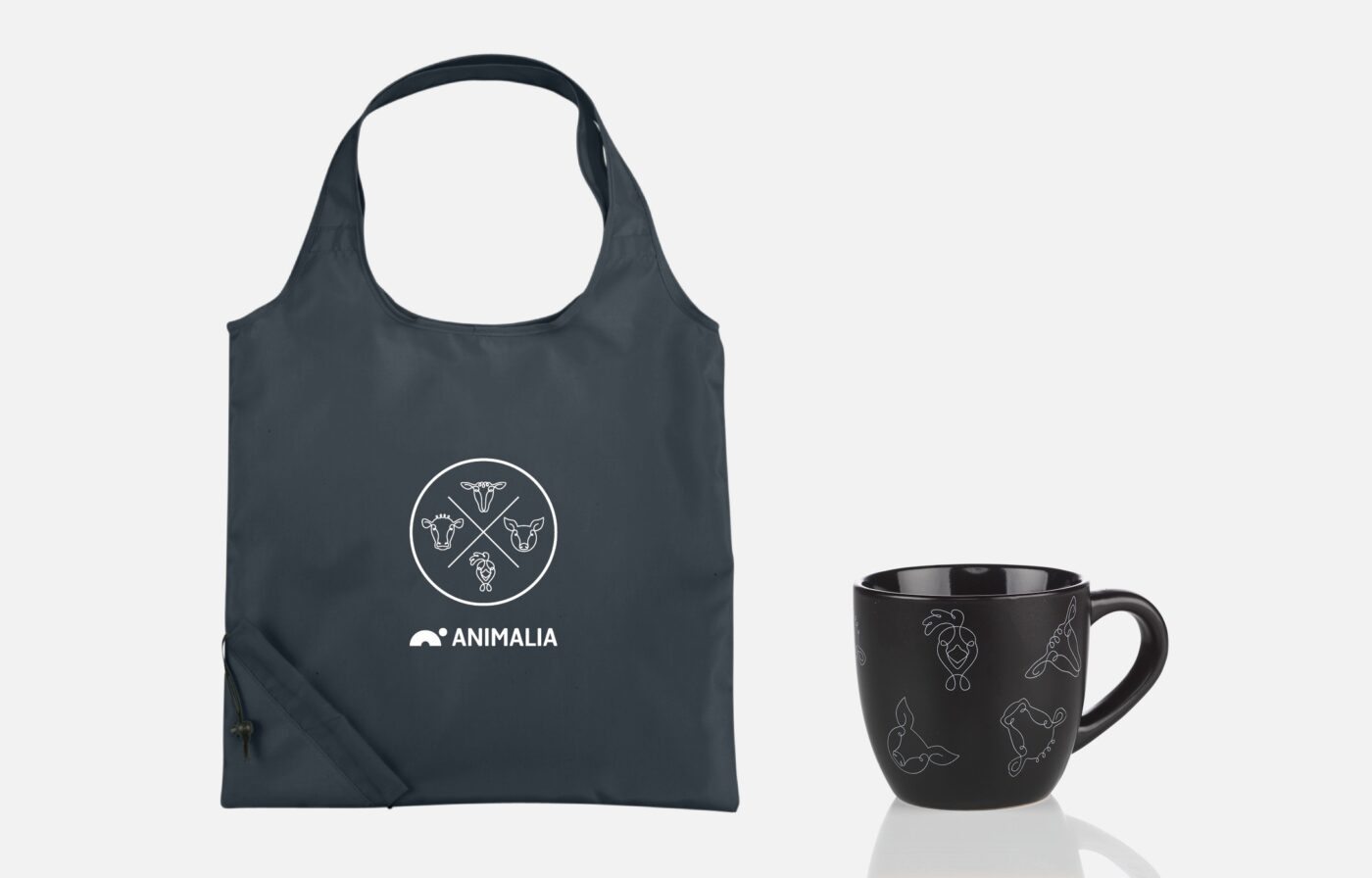 Animalia, konsis, emblem, illustrasjon, payoff, profilartikler, handlenett, kopp, krus