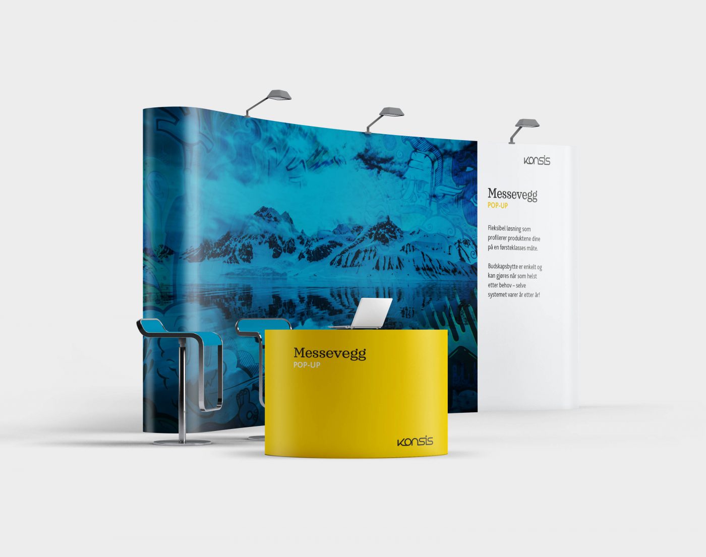 Messevegg, messesystem, pop up, backdrop, konsis